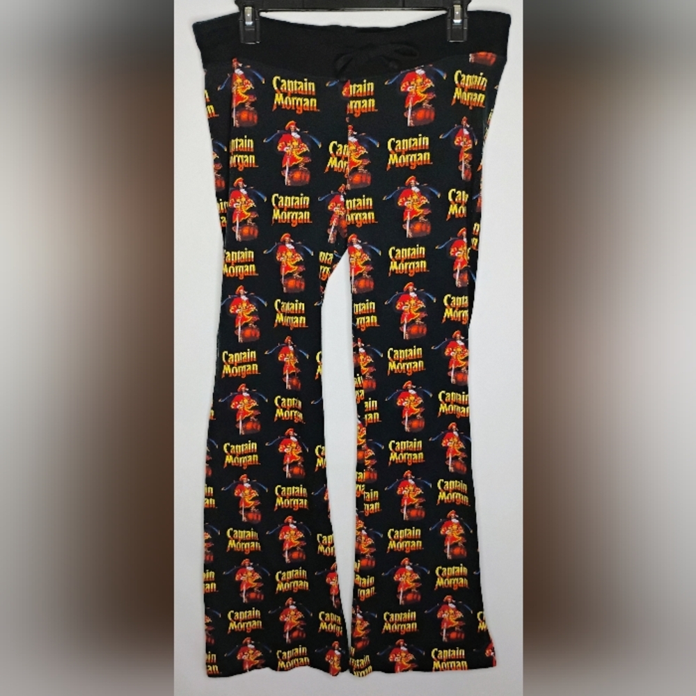 Vintage Captain Morgan Rum Lounge Pants RARE Sz L Women's Flared Tied Waist